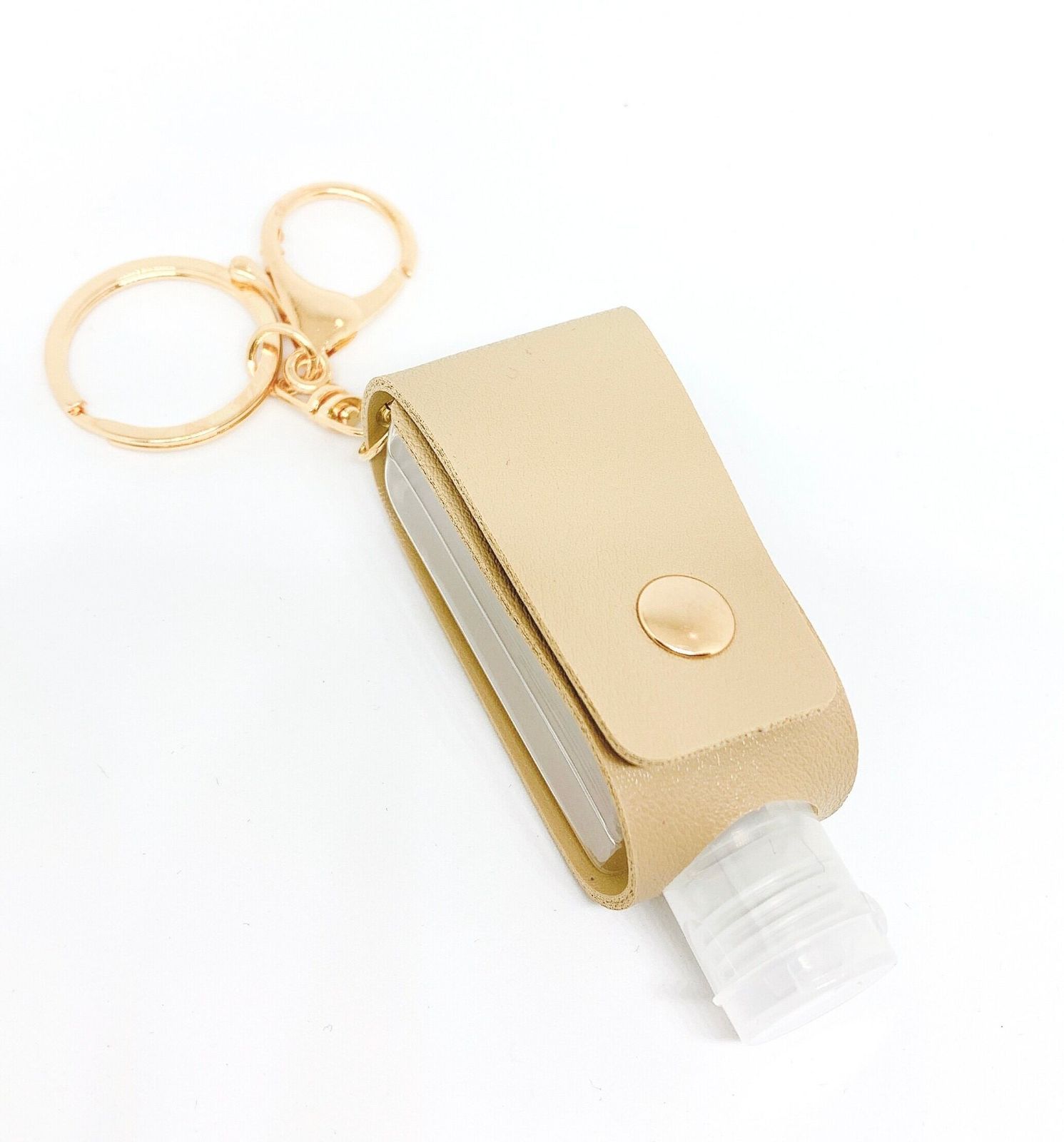 【ハンドジェルケース】30ml レザー ベージュ キーホルダー 携帯 消毒 ボトル 容器 持ち運び 空 詰替 旅行 手洗い 通勤 通学トラベル ポータブル 可愛い おしゃれ