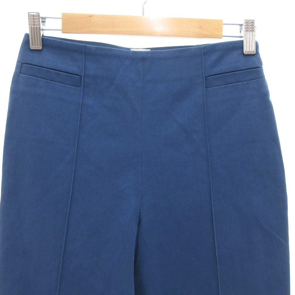 エルメス HERMES パンツ アンクル丈 セリエボタン 34 青 ブルー /UO  