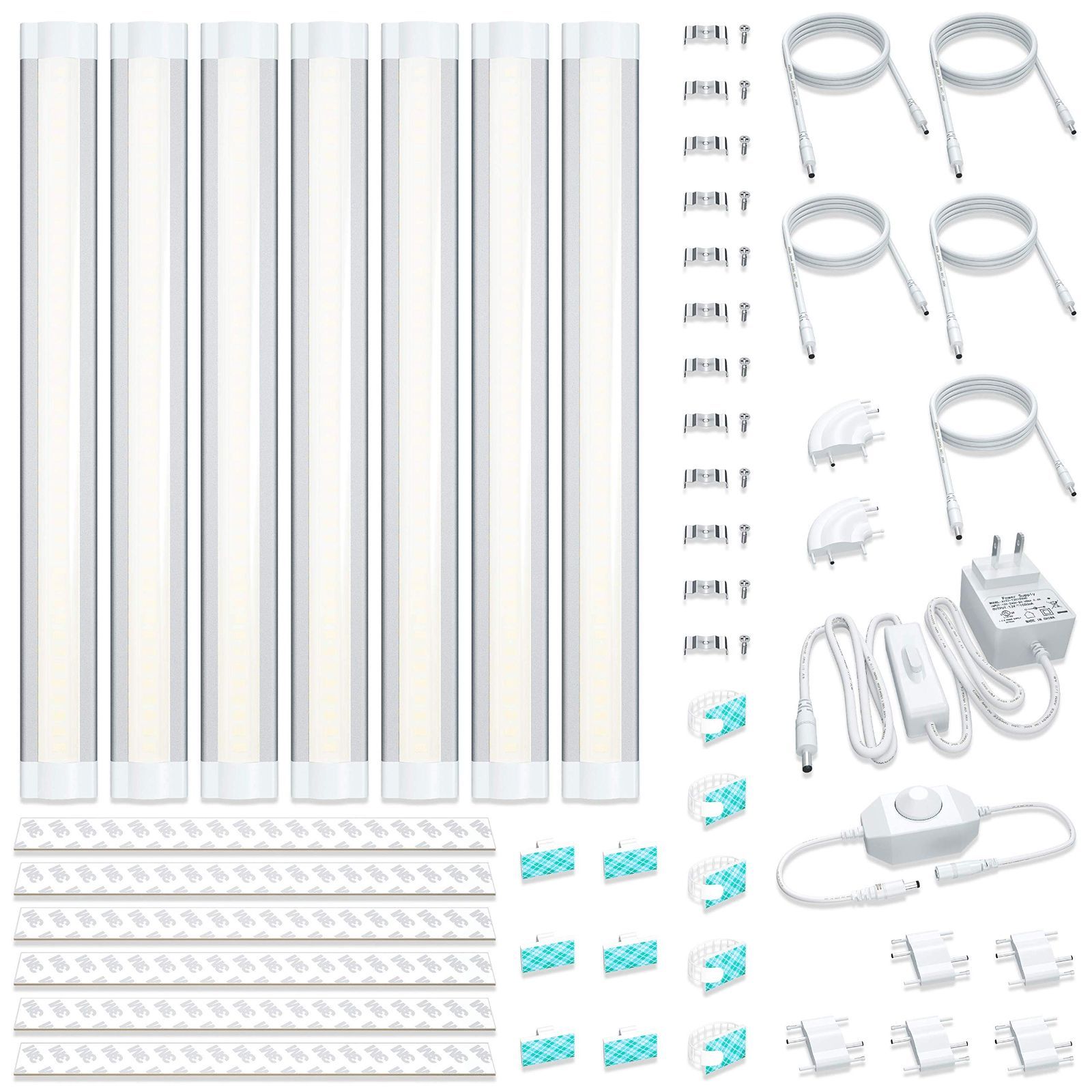 人気商品 流し台照明 作業台ランプ ディスプレイキャビネットライト 机灯 本棚照明 カウンタートップ キャビネット キッチン照明 室内照明 6個入り 明るさ調節でき オシャレ コンパクト 節電 ACアダプター付き 昼白色 キッチンライト バーライト キャ