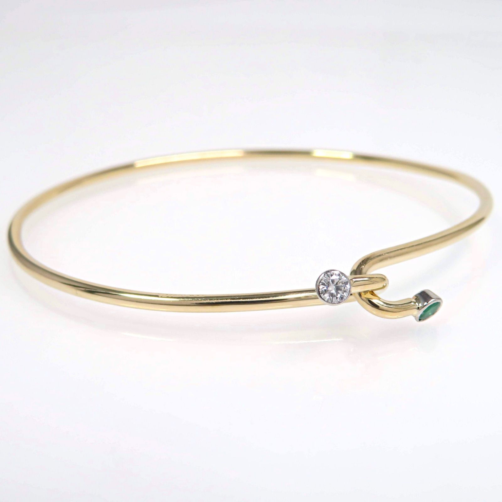 TIFFANY&Co ティファニー K14 エメラルド ダイヤモンド ダブルフック