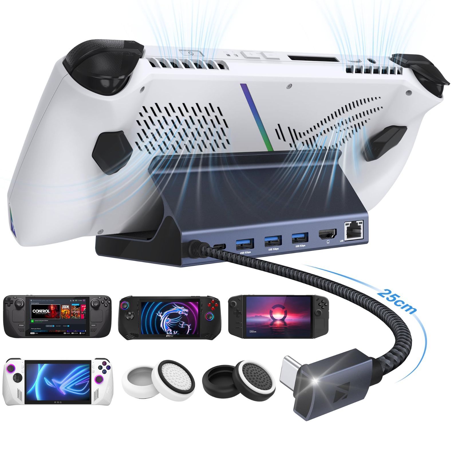 4Kギガビットイーサネット USB Alloy用の8-in-1ハブドッキングステーション HDMI 3.0 Stream ROG ROG Deck-Lenovo OLEDドック ASUS Deck Legion Go Steam Ally Legion Go用