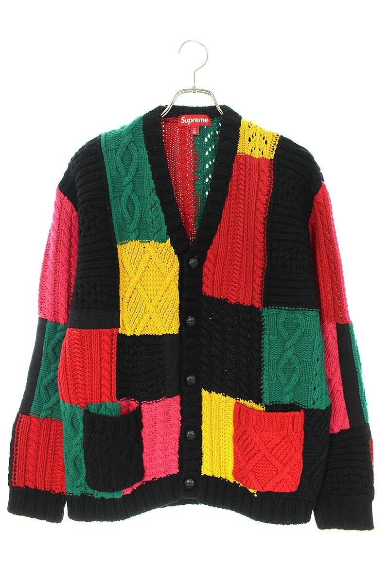 シュプリーム 23AW Patchwork Cable Knit Cardigan パッチワーク