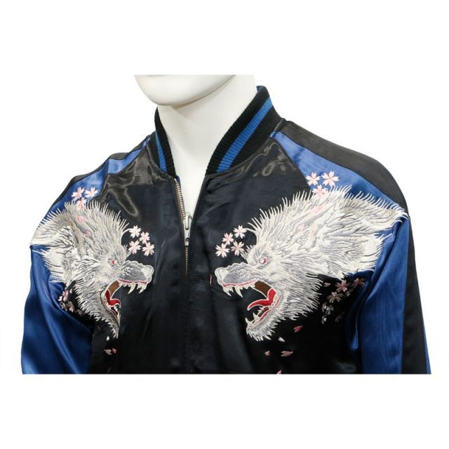 さとり/satori 月に白狼 柄 刺繍 和柄 スカジャン （GSJR-025