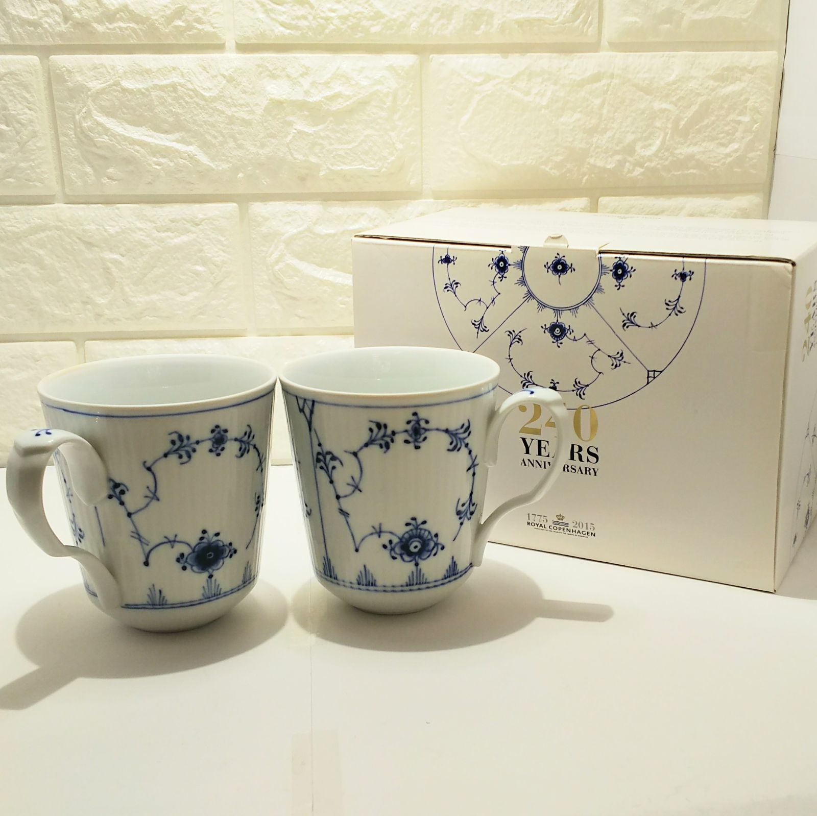 ♪ 【ROYAL COPENHAGEN】ブルーフルーテッド プレイン マグ S ペア/箱 