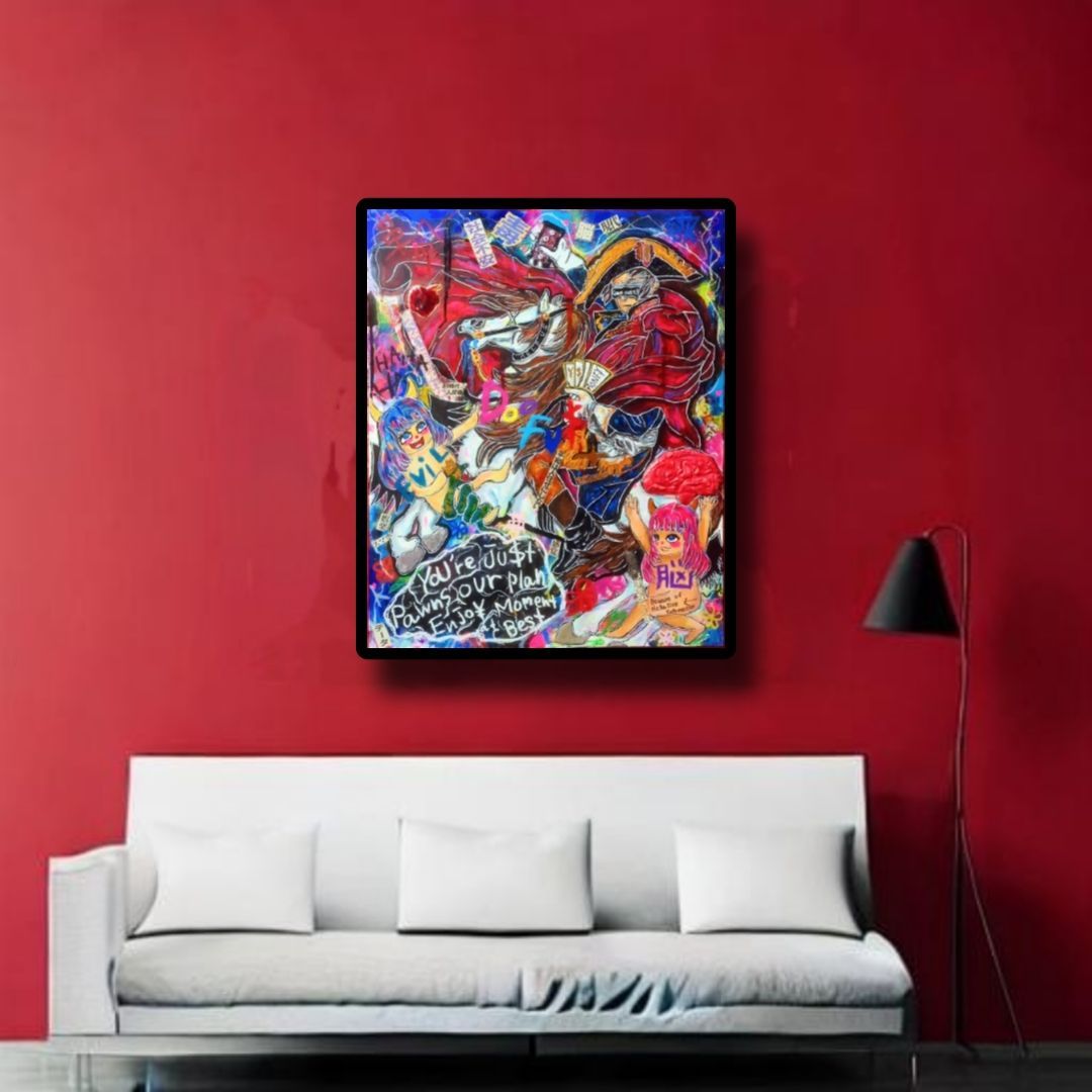 一点物メッセージアート】Doofu$-愚か者-【F15号】