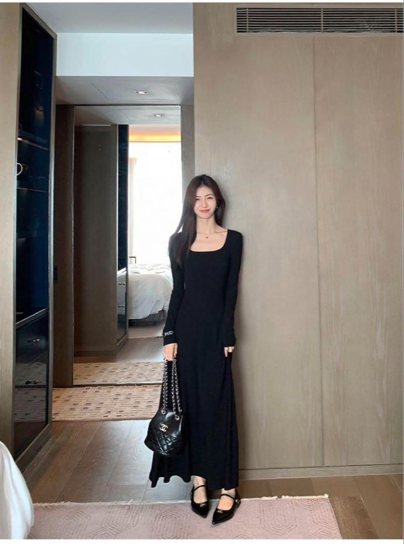 大人 ニットタイトロングワンピース