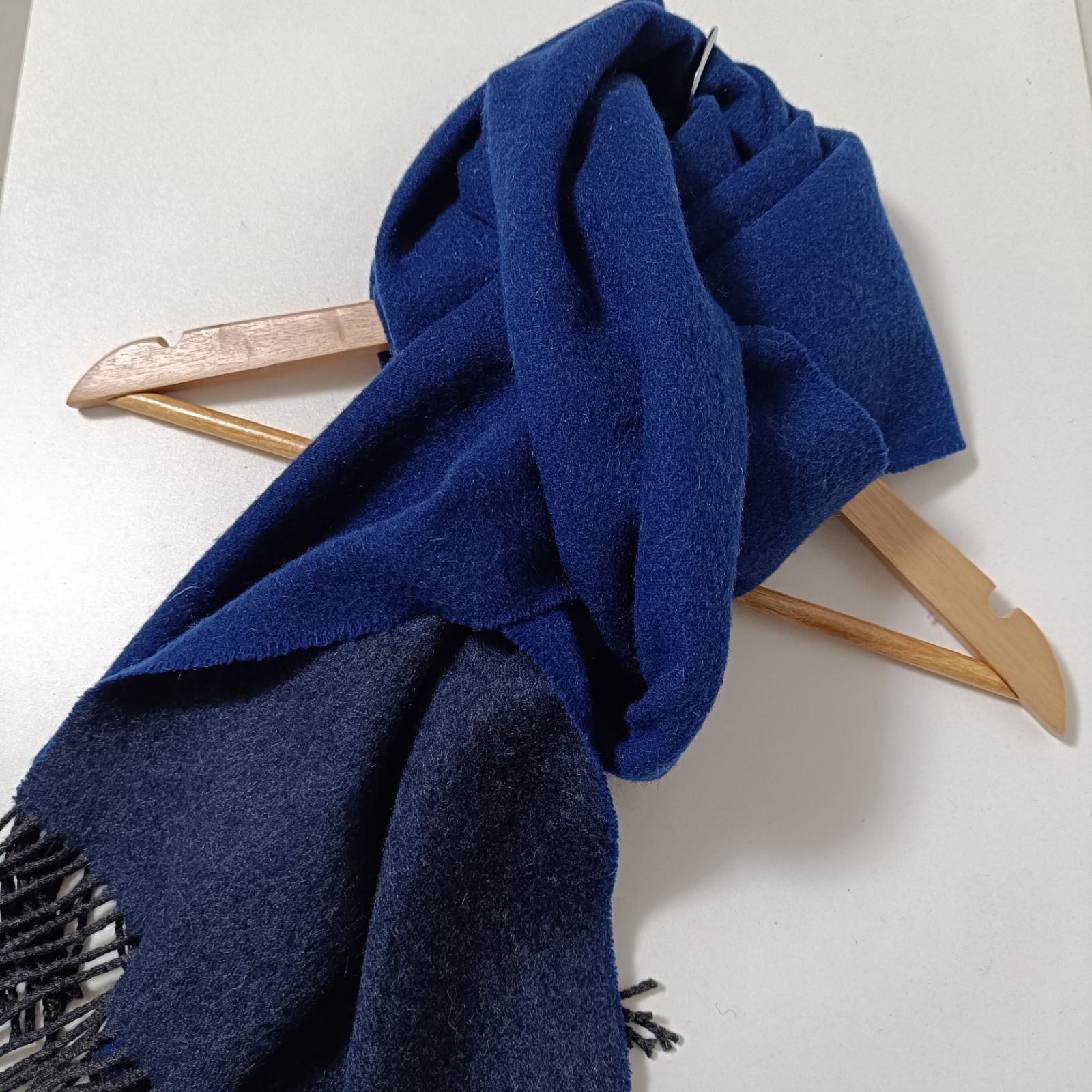 トゥモローランド リバーシブル カシミヤマフラー ブルー×ネイビー 美