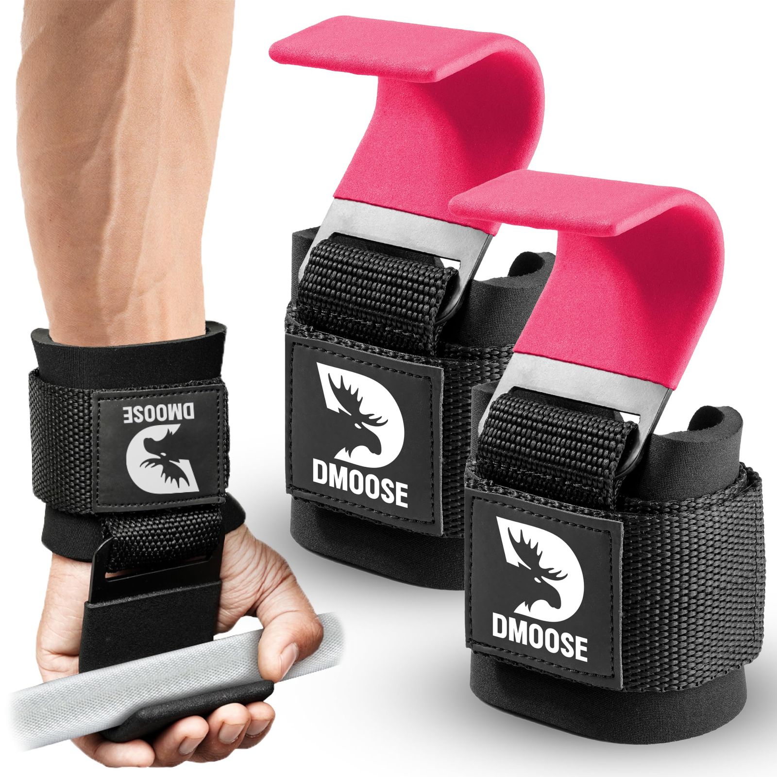 重量挙げフックグリップ 8 mm厚 パッドネオプレン ダブルステッチ 滑り止め 新品 DMoose 重量挙げフックグリップ - 8 mm厚パッドネオプレン