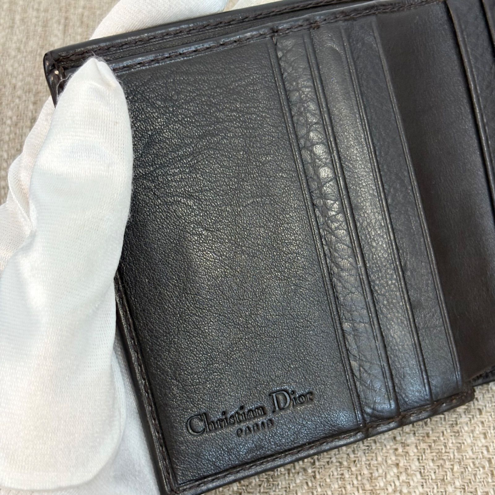 極美品】クリスチャンディオール CDロゴ レザー 三つ折り財布