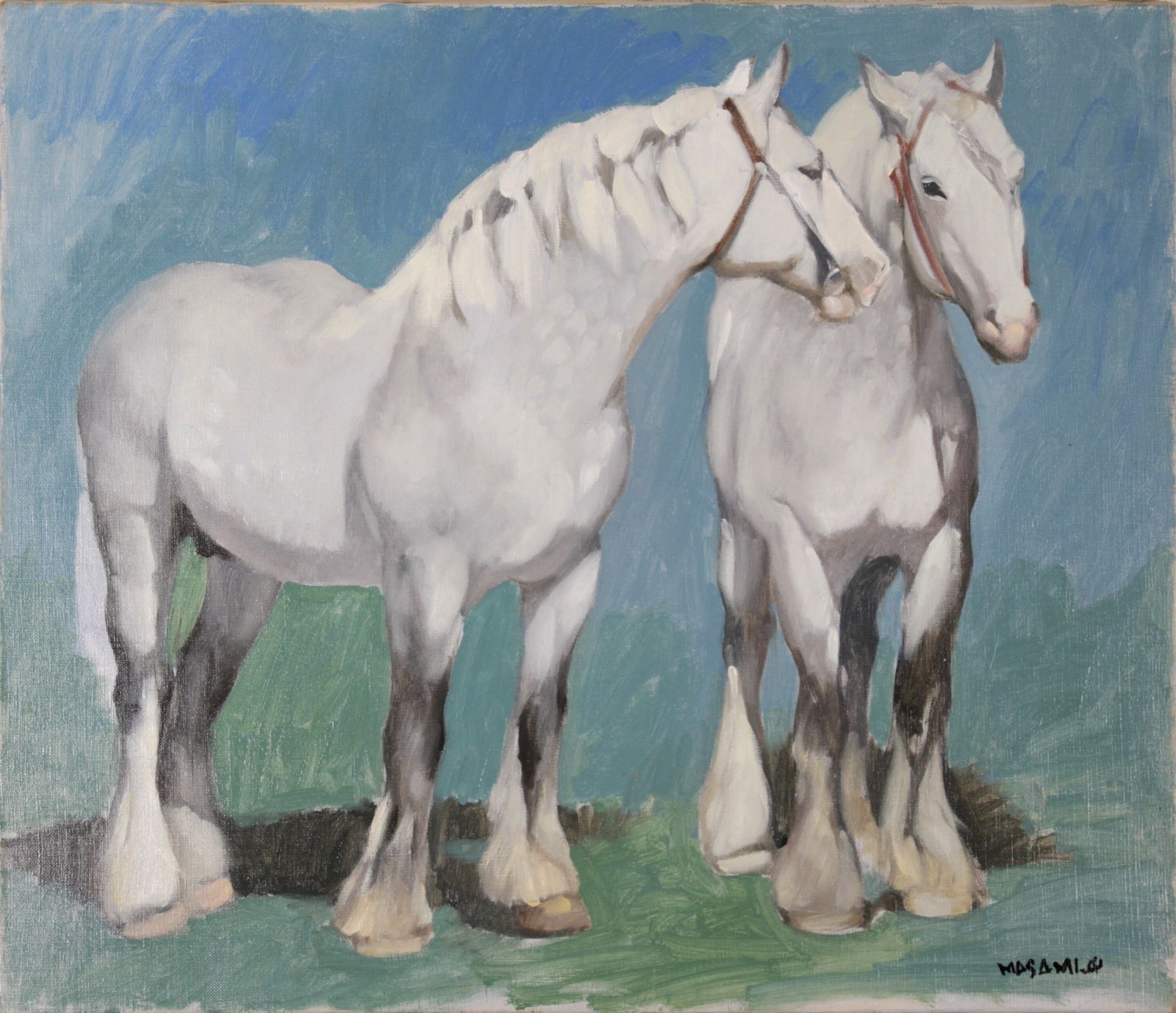 山岸正巳『白馬』パステル画【真作保証】 絵画 山岸正巳『白馬』パステル画【真作保証】 絵画