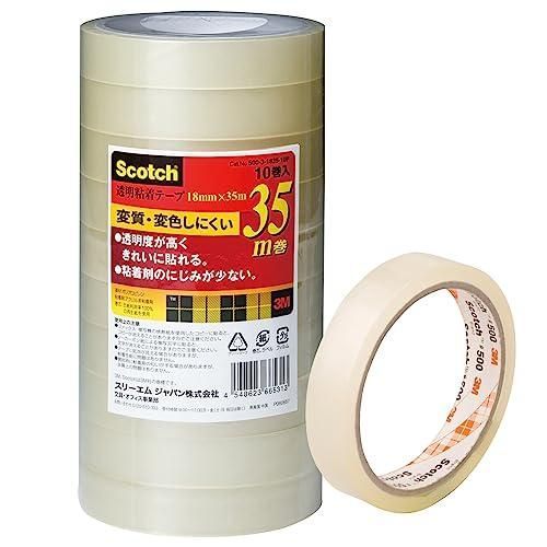 3M スコッチ 透明テープ 10巻パック 18mm×35m 大巻 500-3-1835-10P