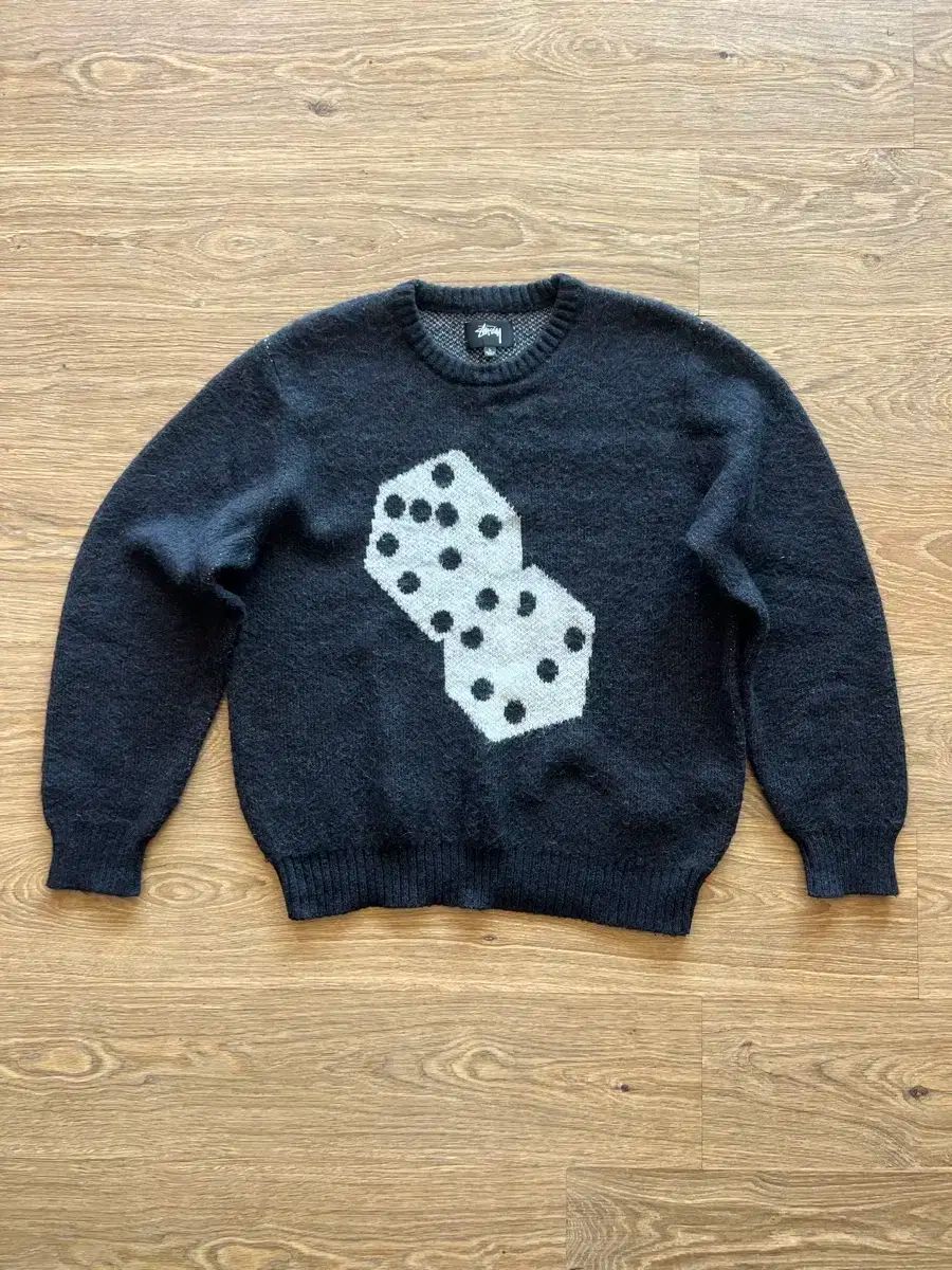 STUSSY ステューシー ダイス モヘア セーター 黒 L