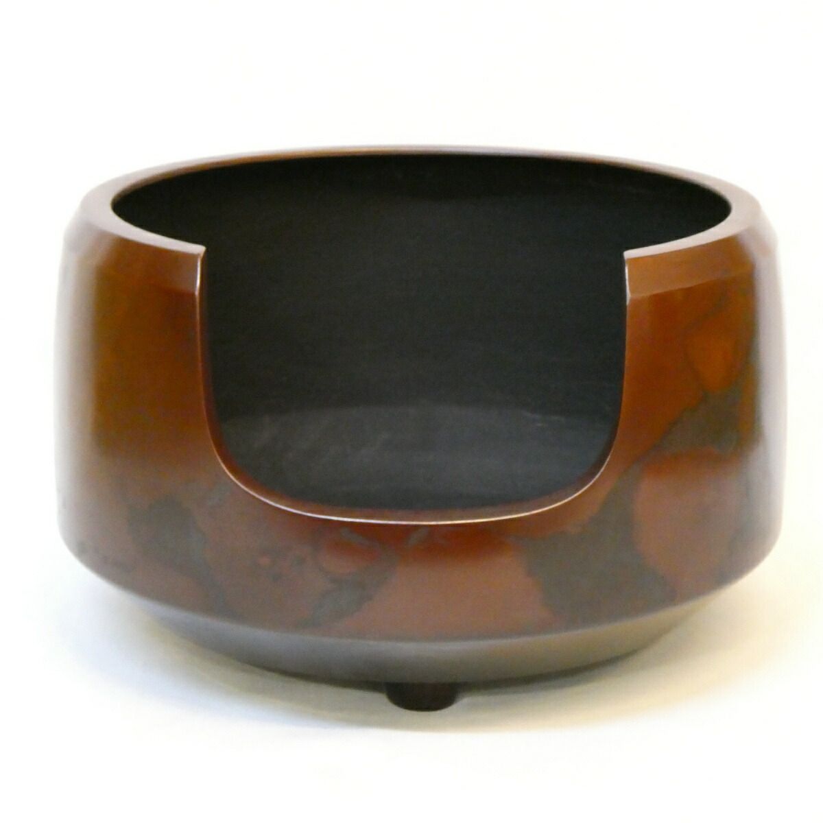 十月の特売品 京釜師 佐々木彦兵衛作 唐銅焼色 面取道安風炉 本焼 茶道具