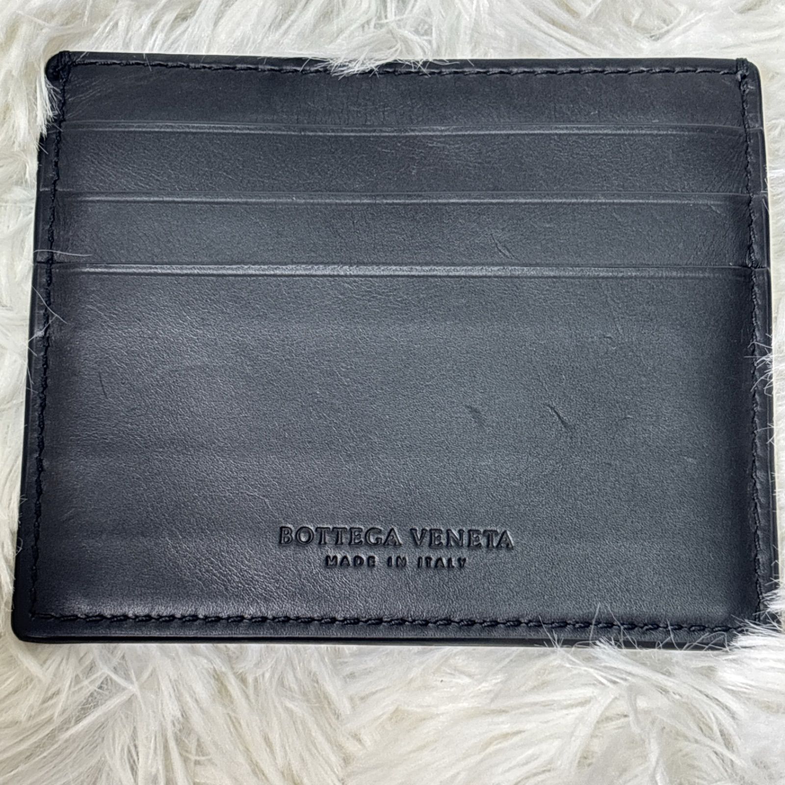 Bottega Veneta ブラックレザー パスケース カードケース メンズ