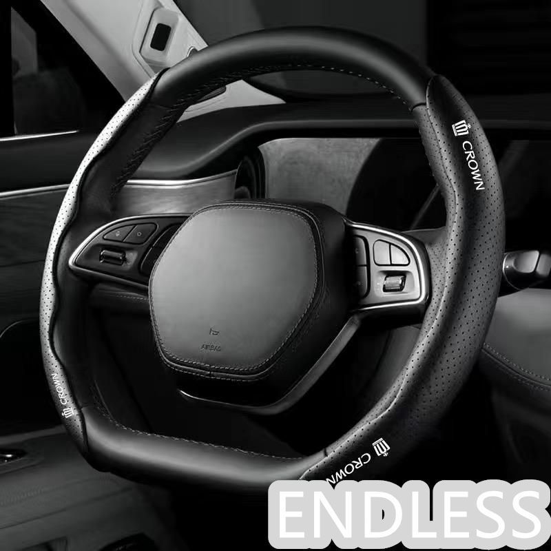 【新品未使用】クラウン CROWN ブラック ハンドルカバー ハンドル保護 専車ロゴ ステアリングカバー レザー 滑り止め D型
