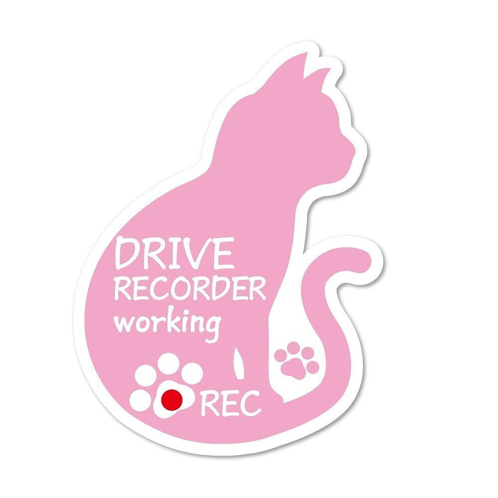 【ステッカー】猫のシルエットステッカー(ドラレコ録画中)car_character_06_rec