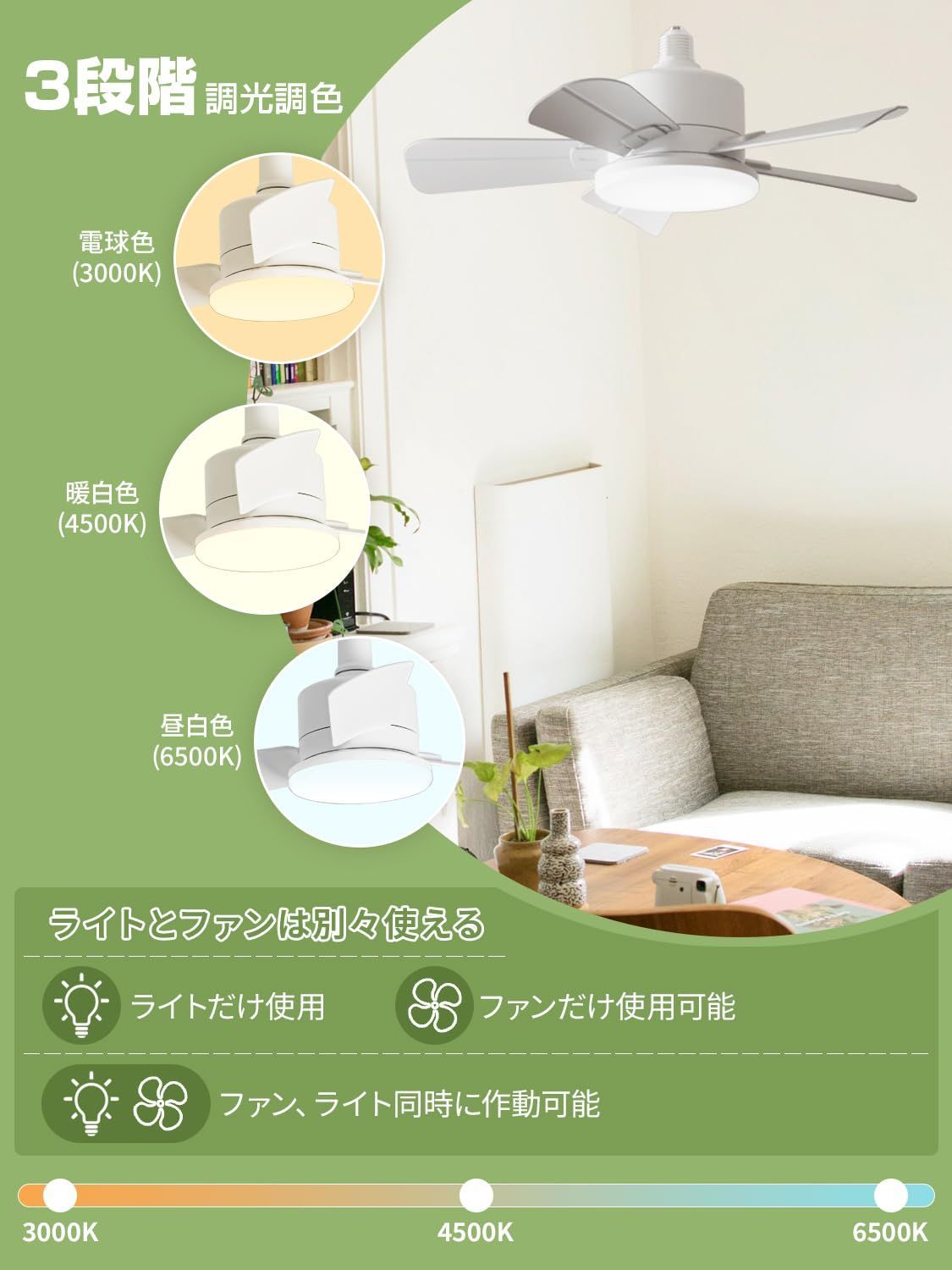 45W 6階段風量調整