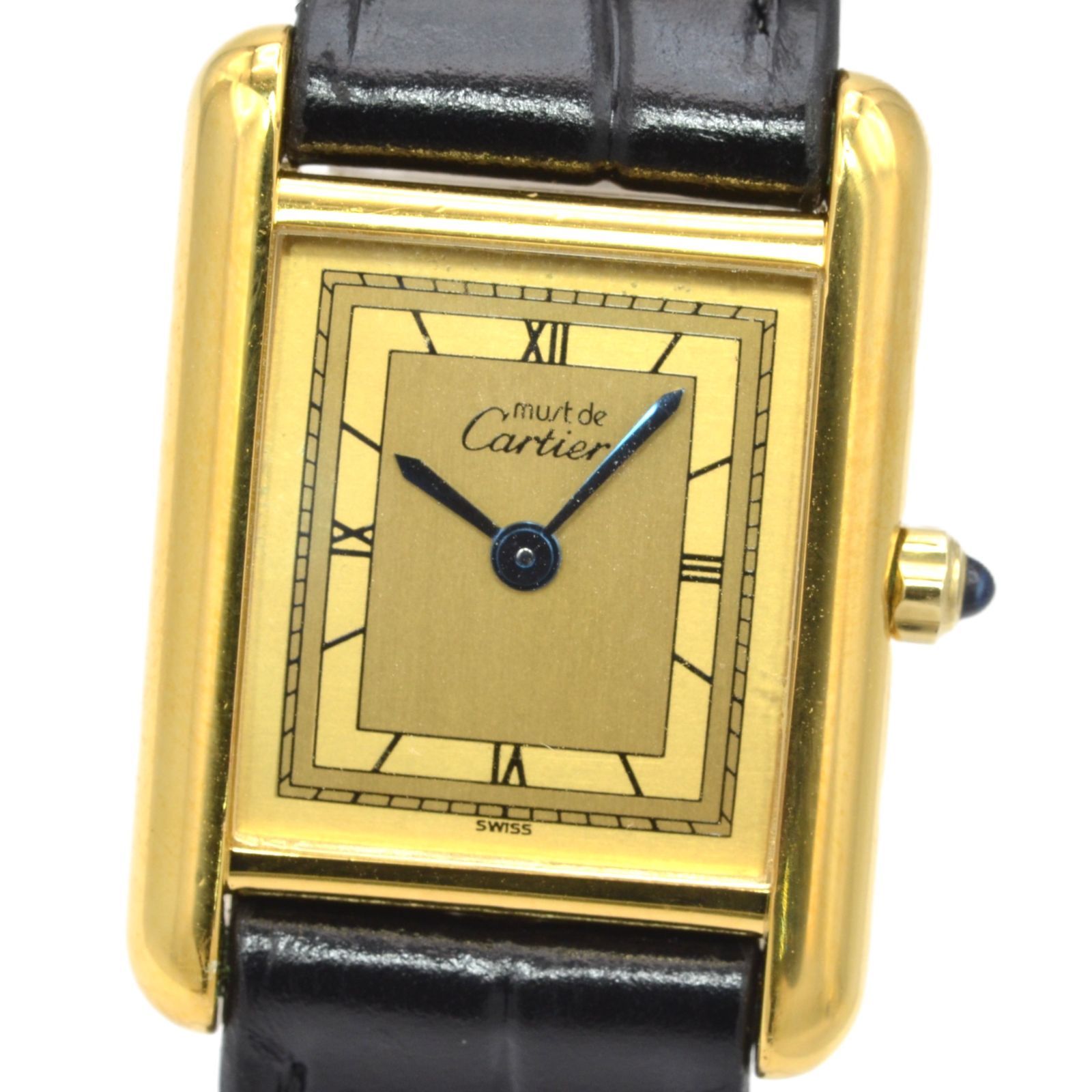 磨きのかかった CARTIER カルティエ マストタンク 366001 GP 革ベルト クォーツ ゴールド文字盤 レディース腕時計 【 新入荷·数量限定】