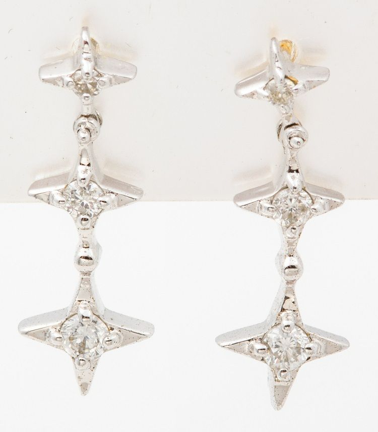 K18WG ダイヤモンド スイングピアス スターモチーフ 品番p21-114 SIROKUMA-CORPORATION_COM