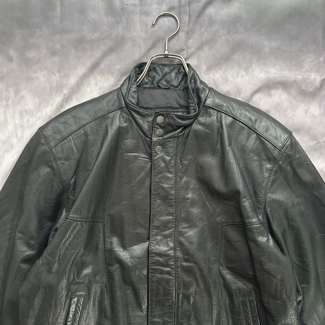 韓国古着　レザーブルゾン　レザージャケット　革ジャン　本革　牛革　　黒　y2k 韓国古着 レザーブルゾン レザージャケット 革ジャン 本革 牛革 黒 y2k
