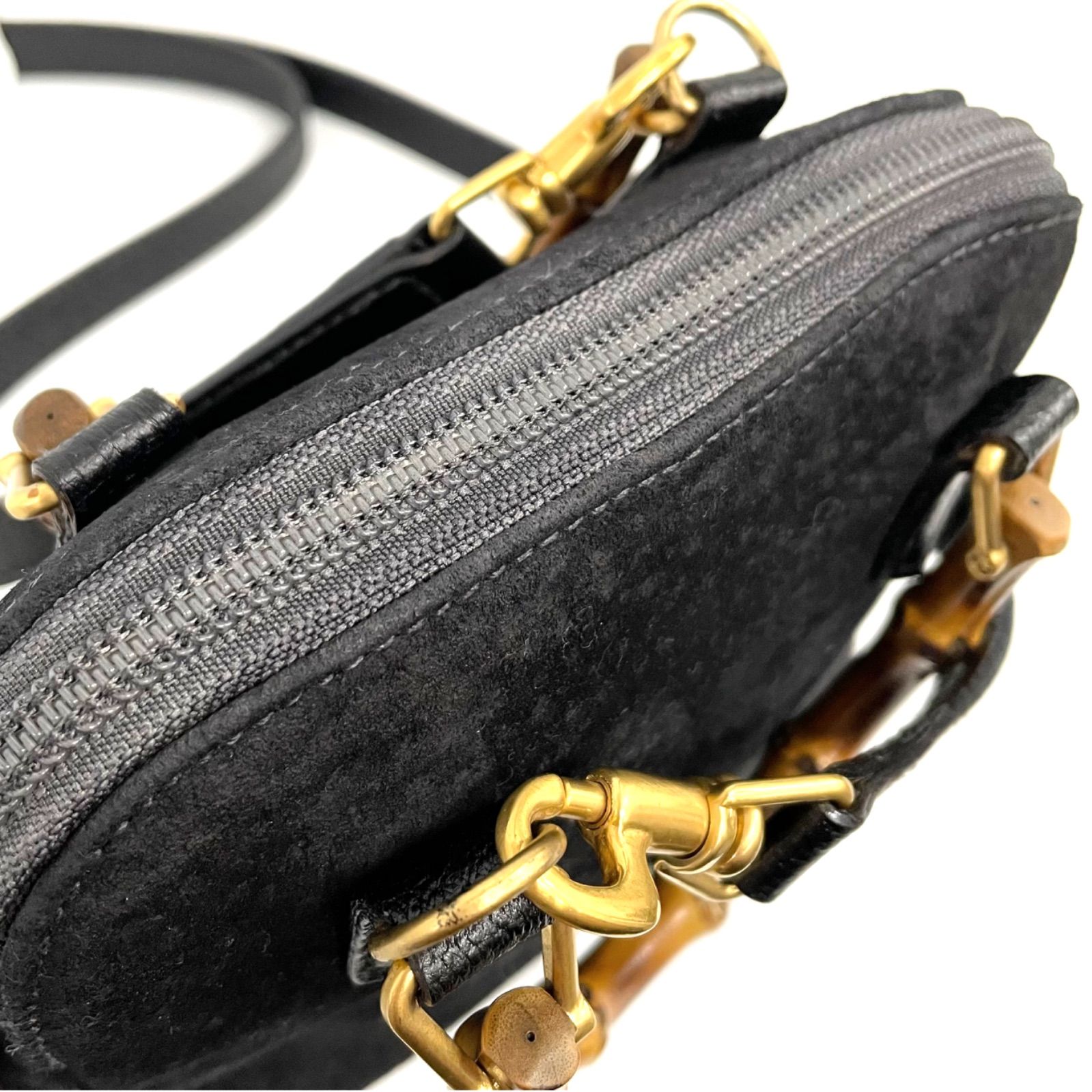 GUCCI グッチ バンブー スエード ショルダーバッグ ハンドバッグ