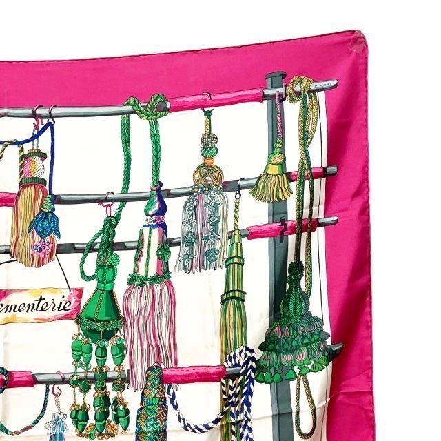 エルメス HERMES カレ90 スカーフ ショール 紐飾り pasemente 総柄 絹  