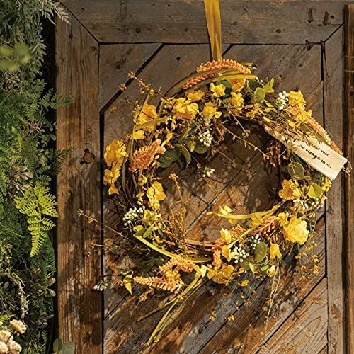 商品 HEADS 造花 フルリール ナチュラルリース 1個 ZAR-NW3 イエロー 直径約37×10cm リース ヘッズ