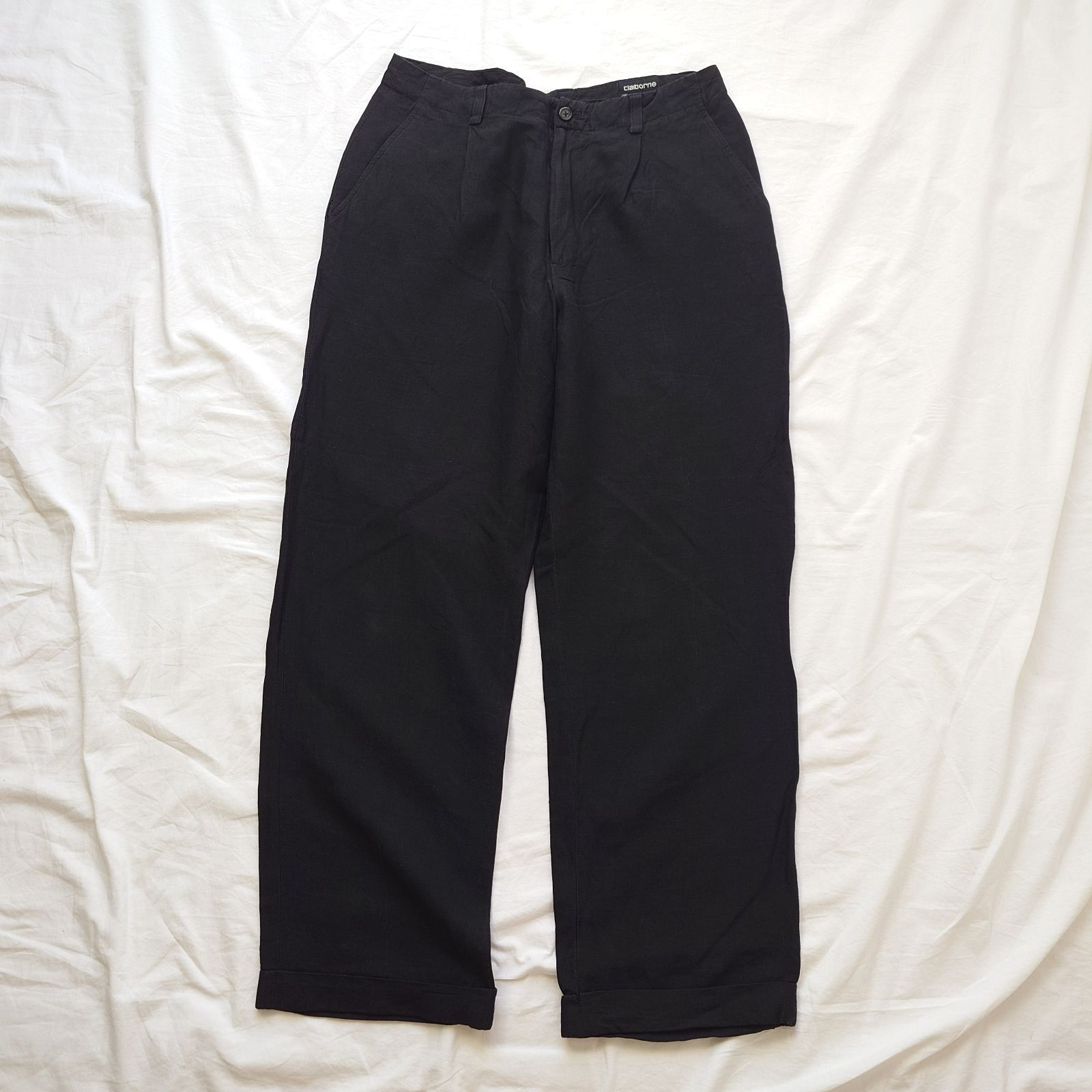 (古着)90〜00s claiborne ワイドリネンスラックス パンツ 古着)90〜00s claiborne ワイドリネンスラックス パンツ