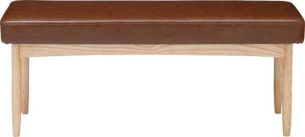 天然木 アッシュ のダイニングベンチ W110×D35×H44cm No.150 ブラウン 合皮