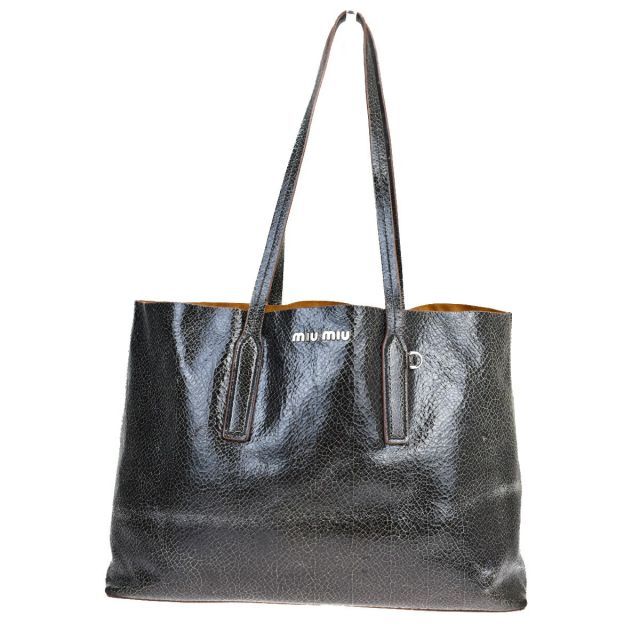 【中古】 ミュウミュウ(Miu Miu) トート レザー ショルダーバッグ ブラック 03FB577