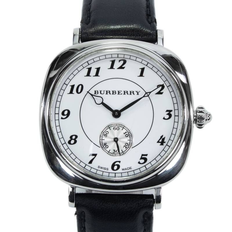 バーバリー 腕時計 メンズ BU1700 白 黒 四角 スクエア シンプル ロゴ