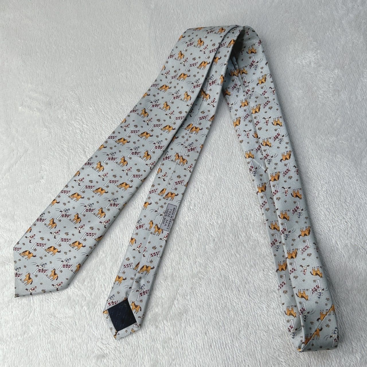 HERMES エルメス ネクタイ シルク 馬柄 グレー - メルカリ