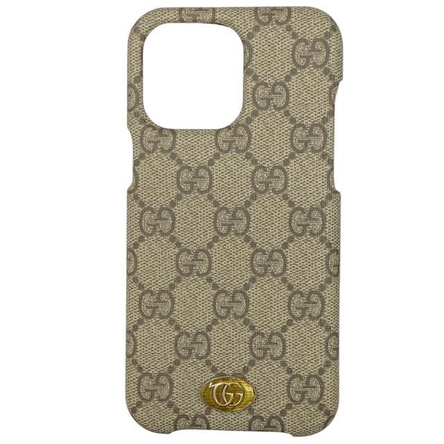 グッチ 753611 アイフォンケース iPhone14 PRO MAX スマホケース GGスプリーム PVC ベージュ GUCCI