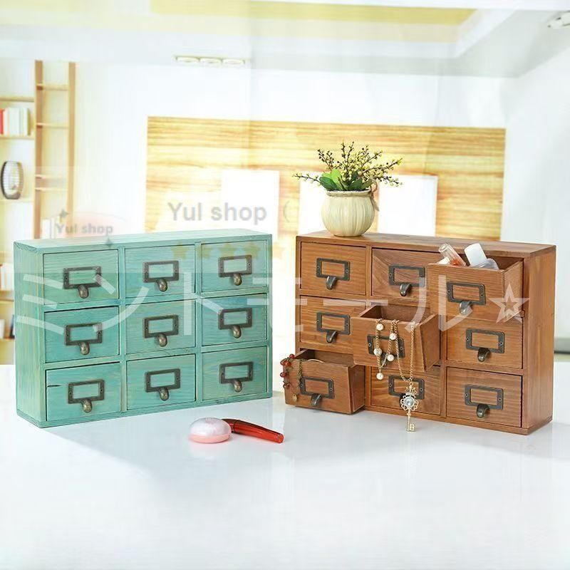 ミニチェスト 引き出し付き 卓上収納 小物入れ アンティーク調 ヴィンテージ コスメ ケース おしゃれ かわいい デスク整理