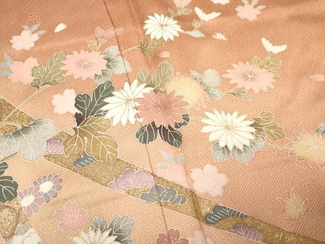 平和屋着物●訪問着　舞花文　暈し染め　金銀彩　正絹　逸品　AAAY0222zg 平和屋着物○訪問着 舞花文 暈し染め 金銀彩 正絹 逸品 AAAY0222zg