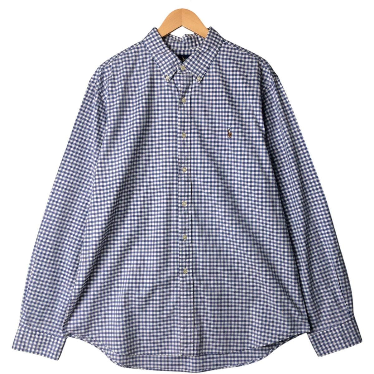 ラルフローレン　ボタンダウンシャツ　ギンガムチェック　スリムフィット　刺繍ロゴ 古着 ラルフローレン Ralph Lauren SLIM FIT スリムフィット