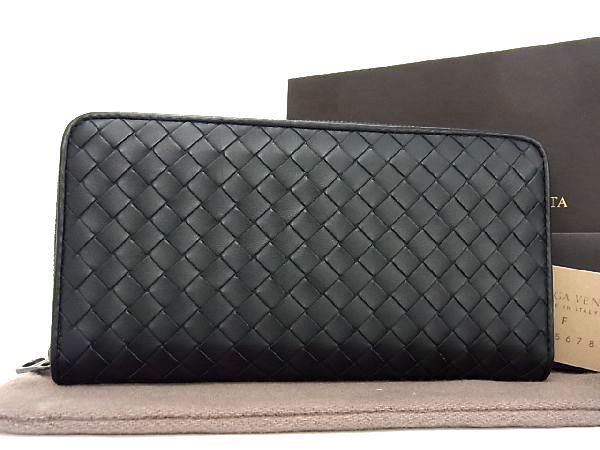 □新品同様□ BOTTEGA VENETA ボッテガヴェネタ イントレチャート レザー ラウンドファスナー 長財布 ウォレット ブラック系  AK6754 - メルカリ