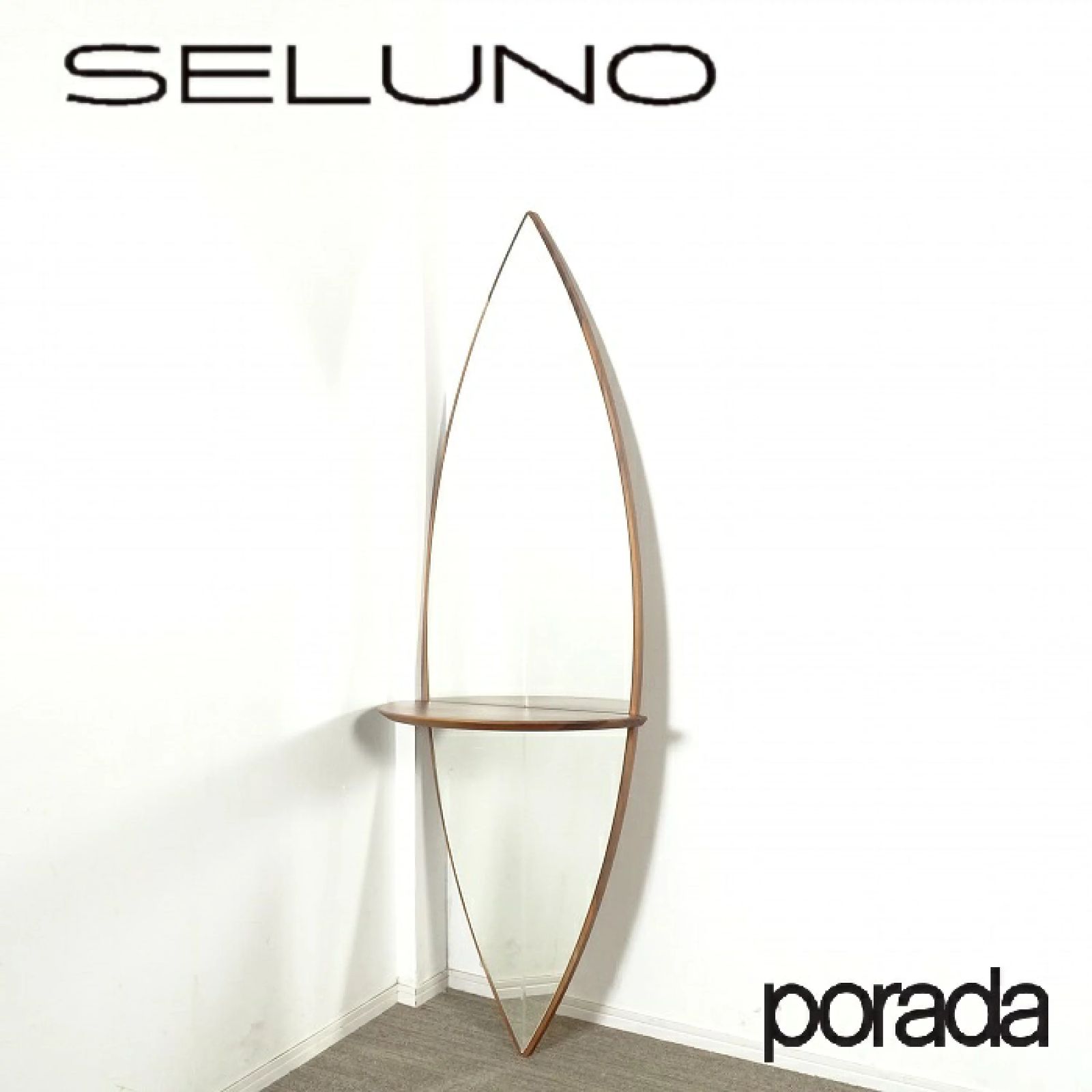 ◾︎SELUNO◾︎ 展示 porada ポラダ SURF 2 | サーフ 2 ミラー 棚付き | ウォールナット無垢材 19万 v343