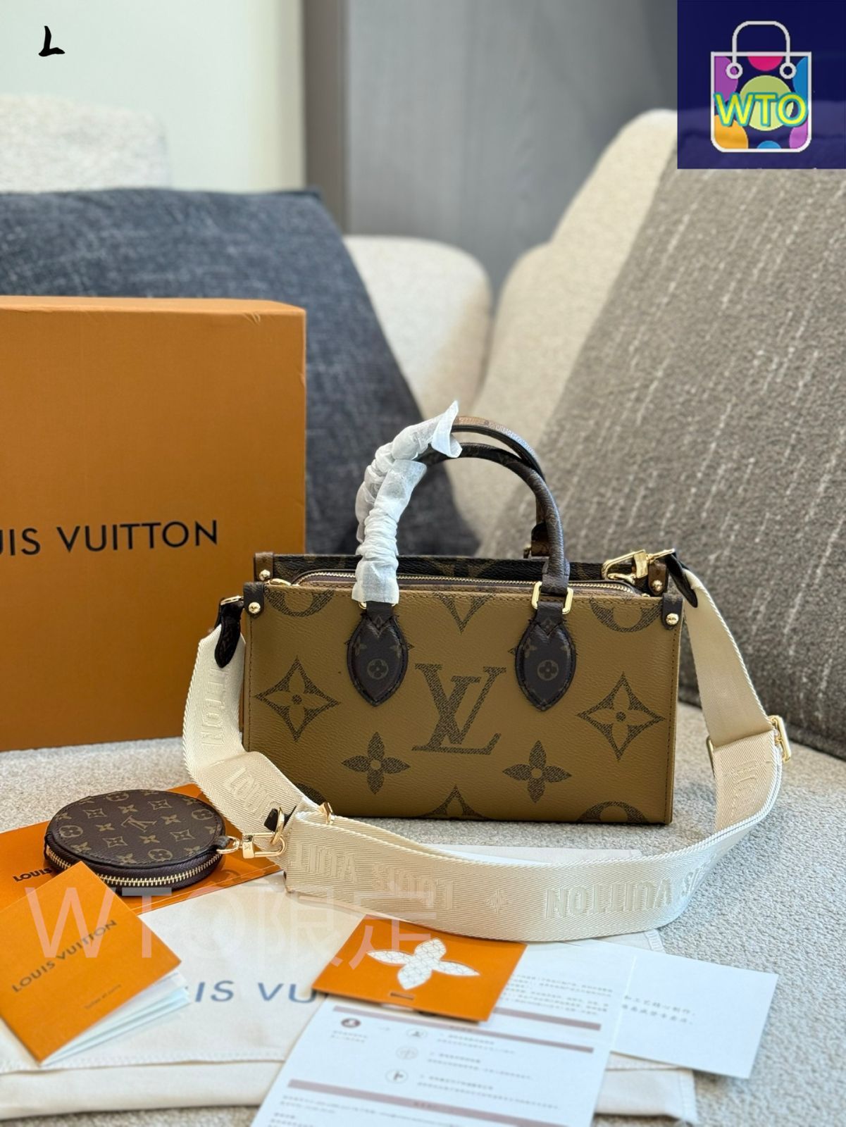 【ステッチ可愛い】Louis Vuitton オンザゴーミニバッグ ポーチ 国内即発】LOUIS VUITTON オンザゴーPM ミニポーチ付き (Louis