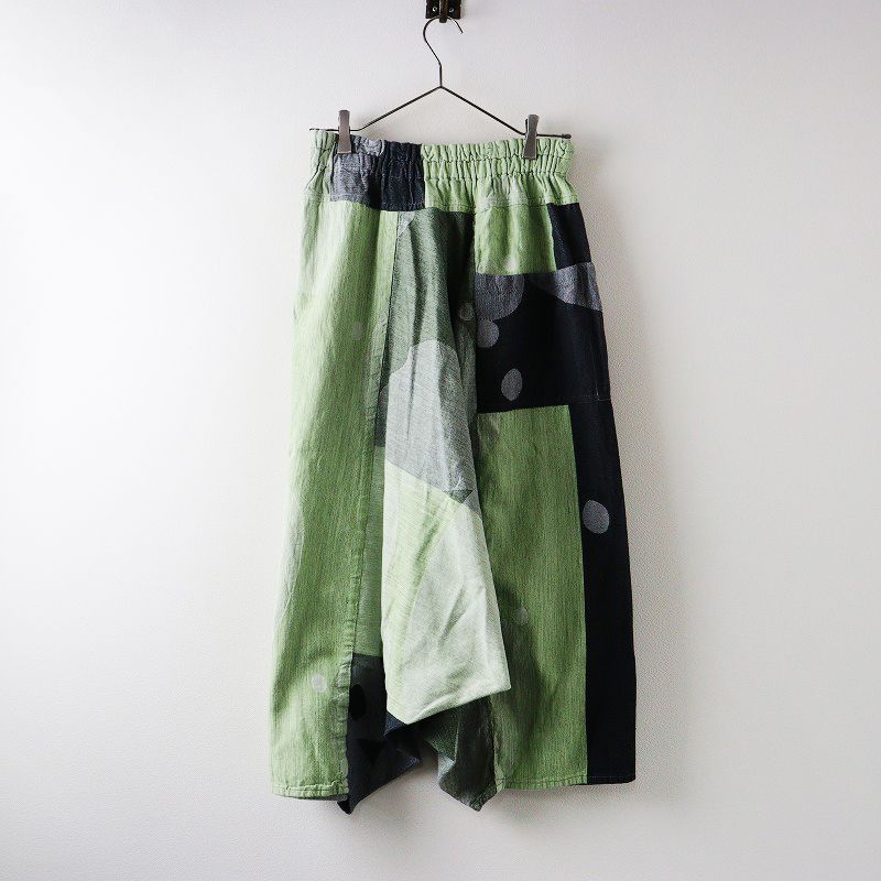 玉木新雌 タマキニイメ tamaki niime tarun pants long タルンパンツ ロング 2 柄織 グリーン┃ワイドサルエルパンツ 2400014587081