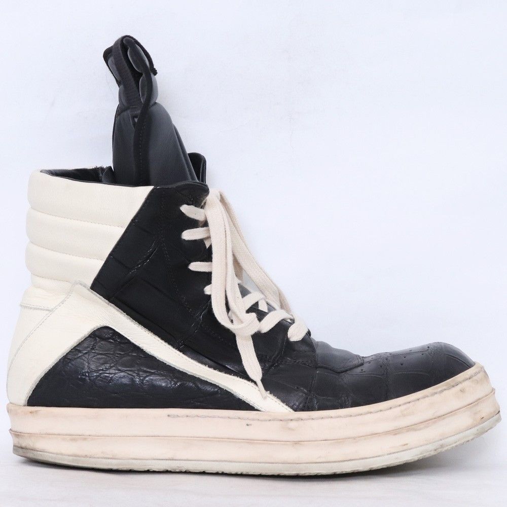 RICK OWENS ジオバスケット ブラック RICK OWENS ジオバスケットスニーカー クロコダイル レザー サイズ44