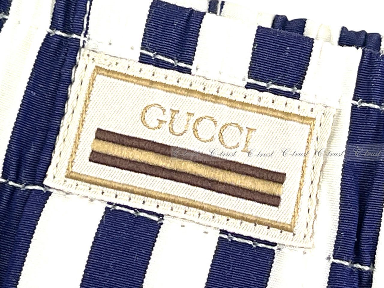  GUCCI グッチ ボクサーパンツ 下着 アンダーウェア インナー ストライプ コットン ポプリン ロゴ イタリア製 9296 ブルー L 825-46 トランクス 下着 アンダーウェア