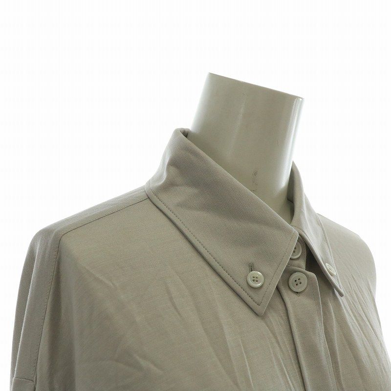  バーバリー ロンドン LONDON イングランド ENGLAND ボタンダウンシャツ ブラウス ウール シルク 長袖 フリンジ US 8 L グレー XZ GY 19 長袖 シャツ ブラウス