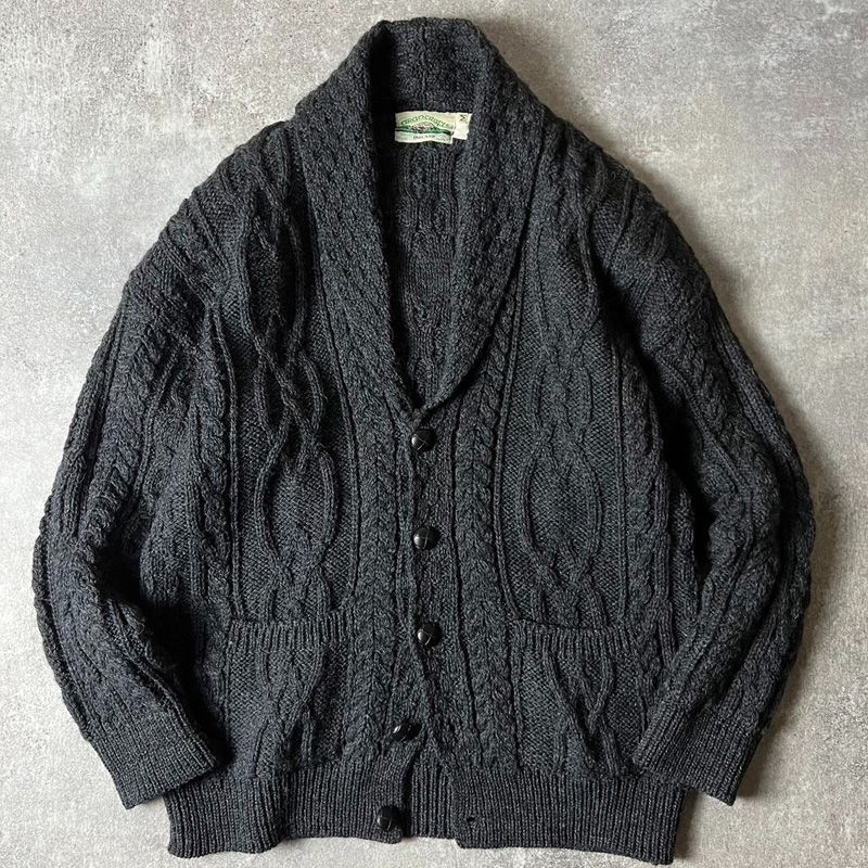 アイルランド製 aran crafts ウール フィッシャーマン ニット ショールカラー カーディガン M / アランクラフト アラン セーター