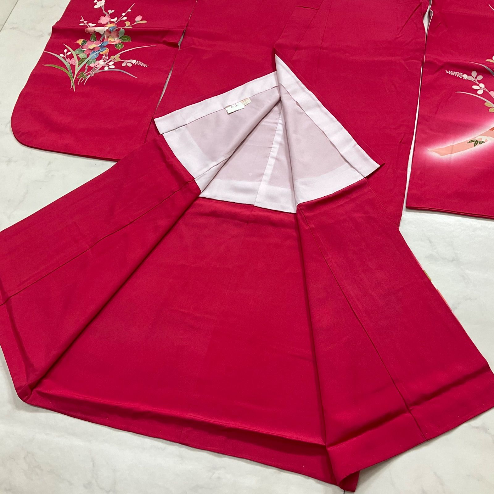 one◆♥同然◆7歳くらい用◆女の子着物◆手描き友禅◆正絹◆子供着物◆七五三◆袷◆裄58㎝肩丈121㎝◆七五三お詣り女の子着物こどものひお正月卒業式十三詣り◆G317