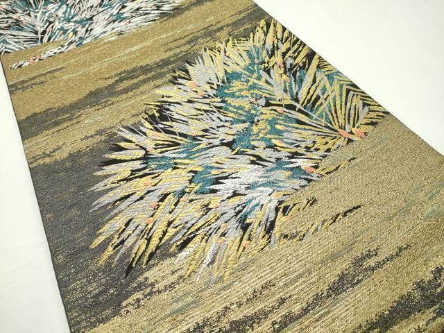 平和屋本店□極上 本加賀友禅作家 木村雨山 六通柄袋帯 唐織 松葉 金