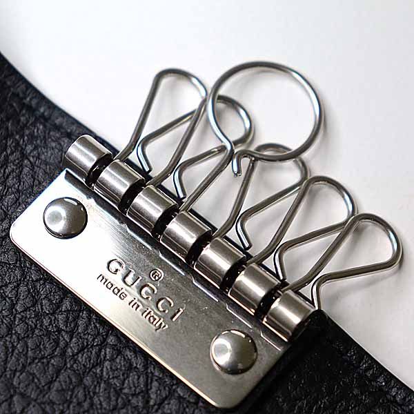  グッチ GUCCI ダブルG キーケース 6連 レザー 795336 ブラック シルバー金具 キーケース 小物