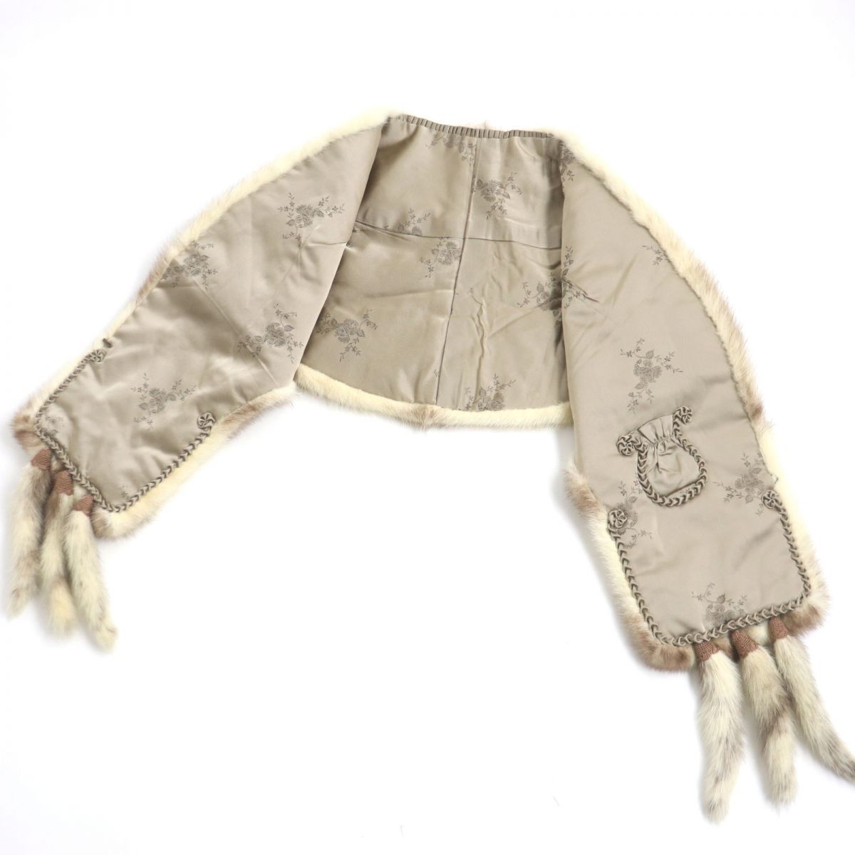 美品▽MINK パールホワイトミンク×クロスミンク 本毛皮コート サイズF 毛