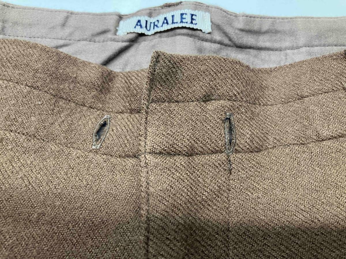 AURALEE / オーラリー ウールパンツ A7AP02SV SELVEDGE WOOL VIYELLA PANTS ブラウン 4(LL相当) 【ウエスト紐欠損】