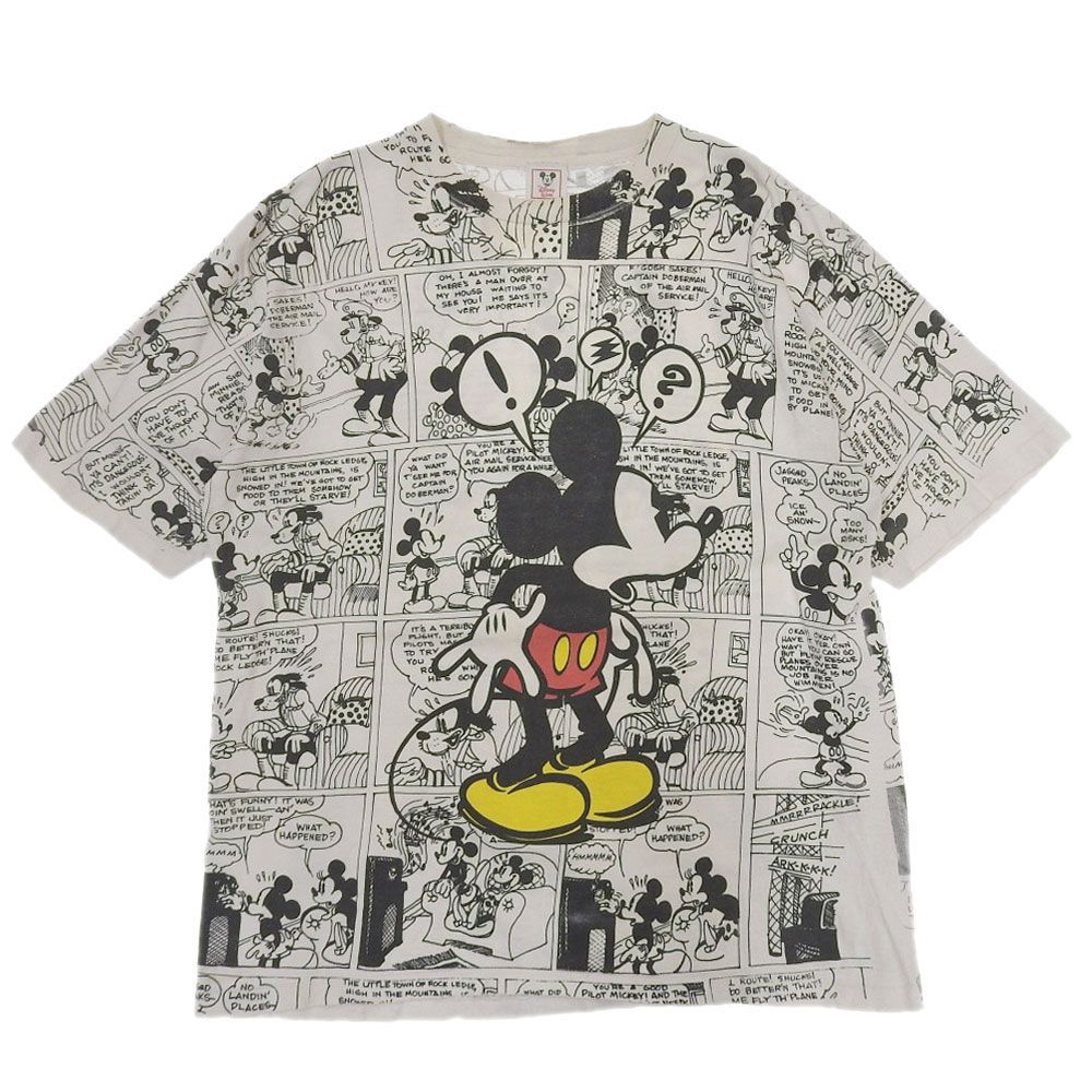 80年代 USA製 XL ミッキーマウス 漫画風プリント ラメなし